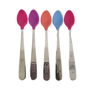 (5) Munchkin Soft Tip Infant Spoons M+ BPA Free Safety Metal Handle LIGHTLY USED